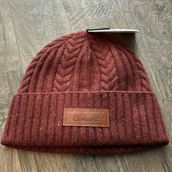 Carhartt Accessories - Carhartt Wool Blend Cable Knit cuffed fisherman beanie hat, warm, Winter- sable